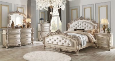 Gorsedd 6 Piece Traditional Bedroom Set in Antique Champagne Finish by Acme - 27440