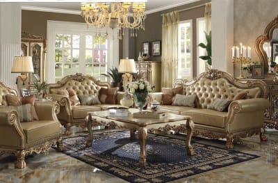 Dresden 2 Piece Living Room Set in Gold Patina Finish by Acme - 53160-S
