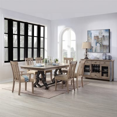 Nathaniel 7 Piece Dining Room Set in Maple Finish by Acme - 62330-62332