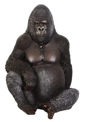 LifeSize Silver Back Gorilla Statue in Hand-Painted Silver and Black Finish by AFD Home - AFD-10752821
