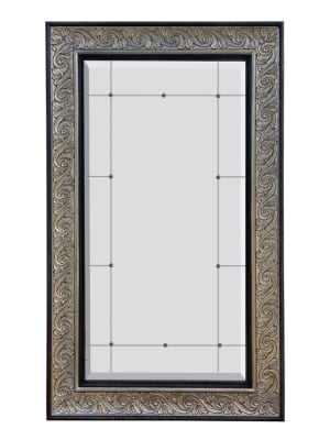 Hyde Park Floor Mirror in Antiqued Silver Leaf and Black Finish by AFD Home - AFD-11098883