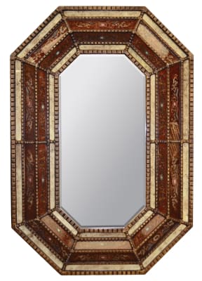 Peruvian Painted Glass Octagonal Mirror in Gold and Amber Finish by AFD Home - AFD-11150856