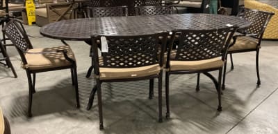 Savannah 7 Piece Outdoor Oval Dining Table Set in Powder Coat by Bridgeton Moore - AFD-11232245