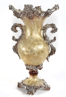 Crinkled Handled Vase in Antiqued Umber with Silver Finish by AFD Home - AFD-11256343