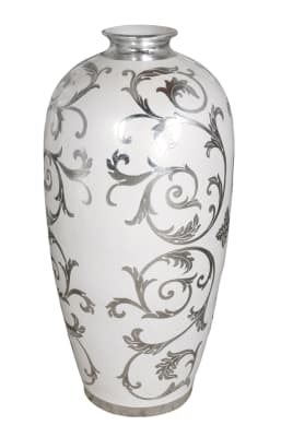 Sophie Table Vase Large in Antique White and Silver Finish by AFD Home - AFD-11257346