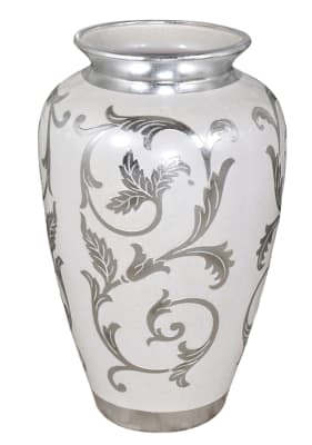 Sophie Table Vase Tall in Antique White and Silver Finish by AFD Home - AFD-11257362