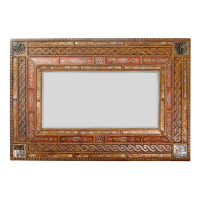 Peruvian Painted Glass Serpentine Mirror in Gold and Silver Leaf Finish by AFD Home - AFD-11267763