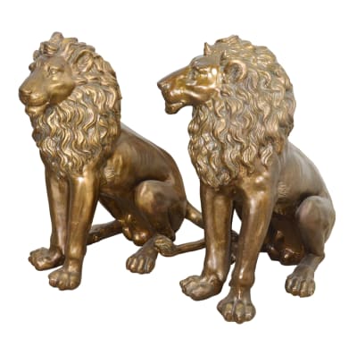 2 Piece Tall Burnished Sitting Lion in Antique Bronze Finish by AFD Home - AFD-11269718