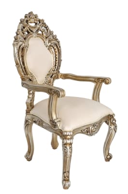 Platine Rococo Dining Arm Chair in Champagne Golden Silver Finish by AFD Home - AFD-12011269