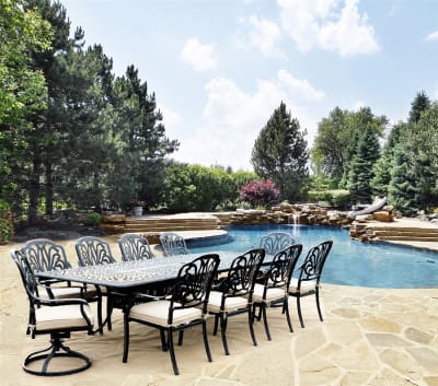 Elisabeth Extension 11 Piece Rectangular Dining Table Set in Powder Coat Finish by AFD Home - AFD-12011497