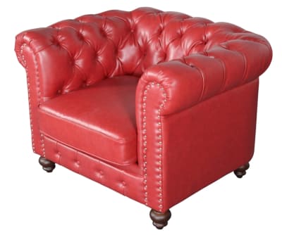 Classic Chesterfield Chair in Red Fabric by AFD Home - AFD-12014093