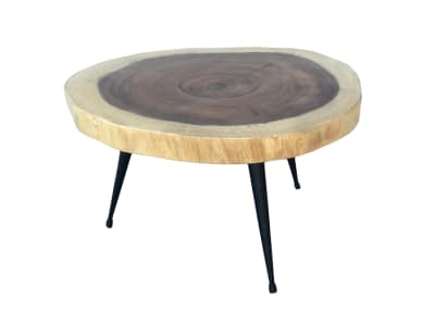 Round Coffee Table in Light Yellow and Dark Brown Finish by AFD Home - AFD-12016368