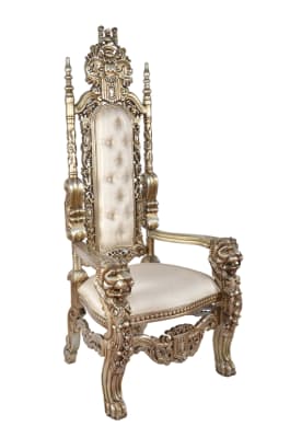 Platine Lion King Chair in Silver and Cream Finish by AFD Home - AFD-12019139
