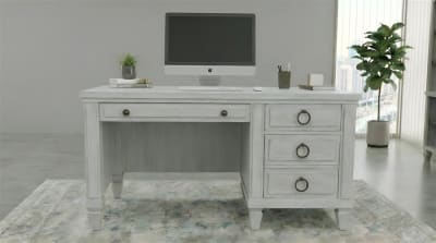 Salter Path 57 inch Writing Desk in White with Grain Finish by American Woodcrafters - AME-1020-320
