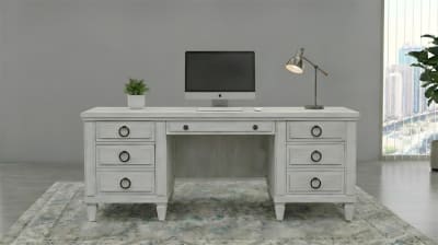 Salter Path 76 inch Executive Desk in White with Grain Finish by American Woodcrafters - AME-1020-370