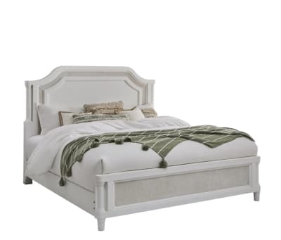 Switchgrass Queen Panel Bed in White with Stone Cane Finish by American Woodcrafters - AME-3410-50MAN
