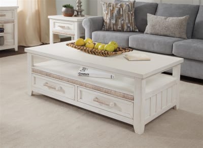 Isle of Palms Cocktail Table in Shell White Finish by American Woodcrafters - AME-5510-532