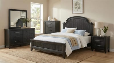 Holloway 6 Piece Bedroom Set in Dark Chocolate Finish by American Woodcrafters - AME-7500-QPNPN-4PC