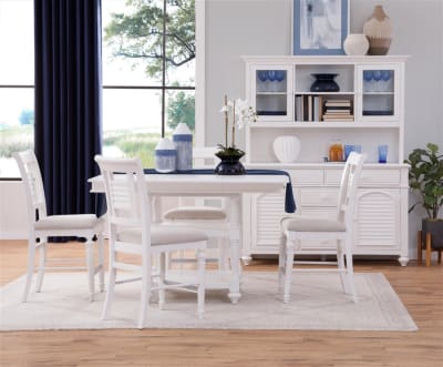 Cottage Traditions Gathering Height Table 5 Piece Dining Set in Clean White Cottage Finish by American Woodcrafters - AME-D-6510-GATH-5PC