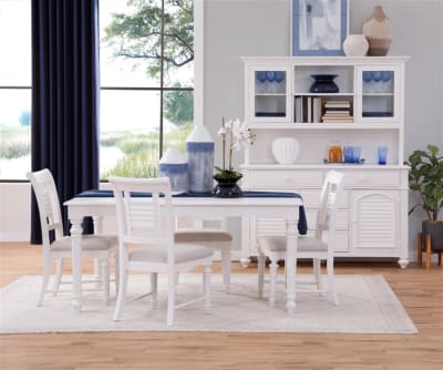 Cottage Traditions Rectangle Leg Table 5 Piece Dining Set in Clean White Cottage Finish by American Woodcrafters - AME-D-6510-LEG-5PC