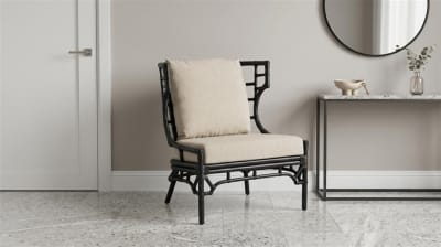 Palma Indoor Rattan Ottoman with Cushion in Blue Navy Finish by American Woodcrafters - AME-R-8000-01