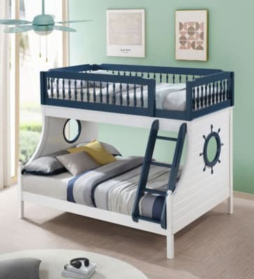 Farah Twin/Full Bunk Bed in Navy Blue & White Finish by Acme - 00493