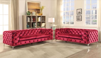 Adam 2 Piece Sofa Set in Red Velvet Finish by Acme - 52795-S