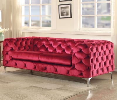 Adam Loveseat in Red Velvet Finish by Acme - 52796