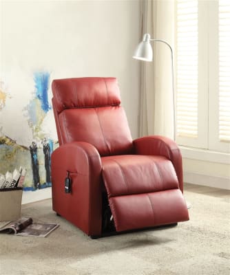 Ricardo Recliner w/Power Lift in Red PU Finish by Acme - 59406