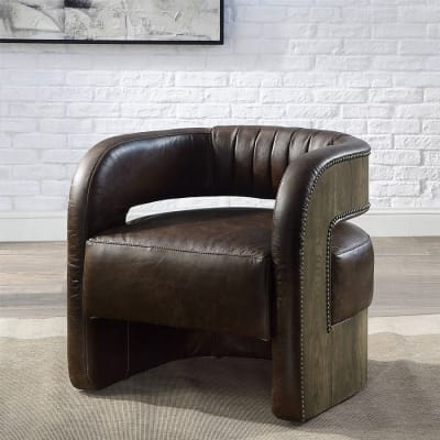 Feyre Accent Chair in Espresso Top grain Leather Finish by Acme - AC01989