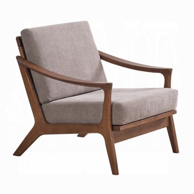 Lide Accent Chair in Light Brown Fabric and Brown Finish by Acme - AC02378