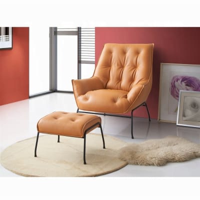 Zusa Accent Chair and Ottoman in Sandstone Top Grain Leather Finish by Acme - AC02379