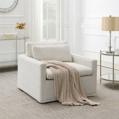 Naveen Swivel Chair w/Pillow in Ivory Fabric Finish by Acme - AC03142