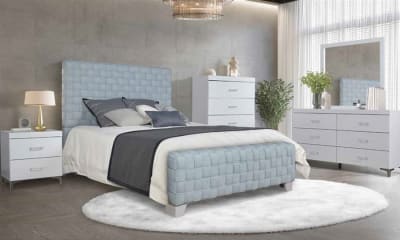 Saree 6 Piece Bedroom Set in Light Teal Chenille & Gray Finish by Acme - BD02353