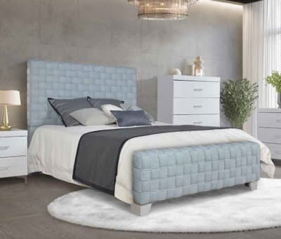 Saree Bed in Light Teal Chenille & Gray Finish by Acme - BD02353Q