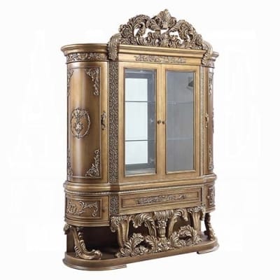 Constantine Display Curio Cabinet in Brown and Gold Finish by Acme - DN00480