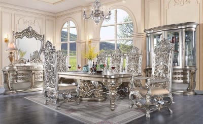 Danae 7 Piece Dining Room Set in Champagne & Gold Finish by Acme - DN01197