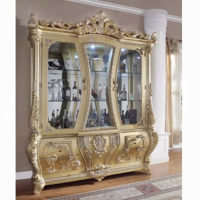 Cabriole Display Curio Cabinet in Gold Finish by Acme - DN01485