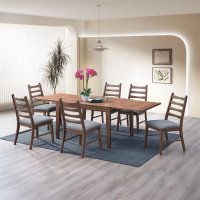 Mayah 7 Piece Dining Room Set in Dark Gray and Walnut Finish by Acme - DN04170-DN04172