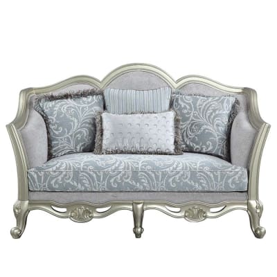 Qunsia Loveseat in Light Gray Linen & Champagne Finish by Acme - LV01118