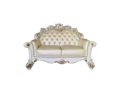 Vendome Loveseat in Champagne PU & Antique Pearl Finish by Acme - LV01325