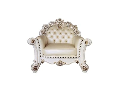 Vendome Chair in Champagne PU & Antique Pearl Finish by Acme - LV01326