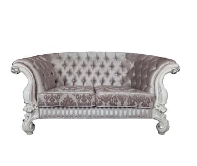 Versailles Loveseat in Ivory Fabric & Bone White Finish by Acme - LV01395