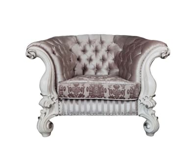 Versailles Chair in Ivory Fabric & Bone White Finish by Acme - LV01396