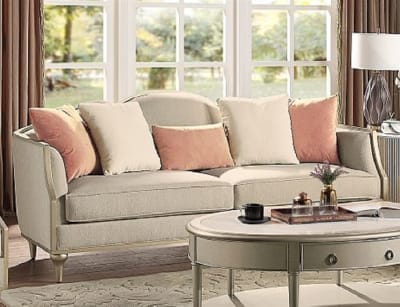 Kasa Sofa in Beige Linen, Sintered Stone Top & Champagne Finish by Acme - LV01499