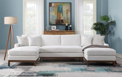 Valiant Sectional Sofa in Ivory Chenille Finish by Acme - LV01881