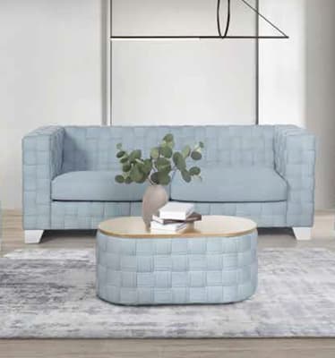 Saree Sofa in Light Teal Chenille & White Finish by Acme - LV02346