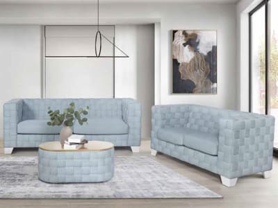 Saree 2 Piece Sofa Set in Light Teal Chenille & White Finish by Acme - LV02346-S