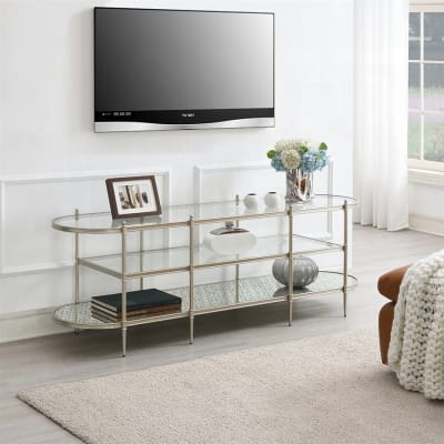 Zaba TV Stand in Glass Top and Champagne Finish by Acme - LV02759