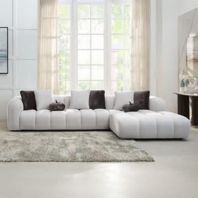 Manilla Sectional Sofa w/8 Pillows in Ivory White Linen Finish by Acme - LV04320